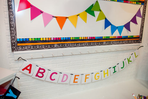 Large Alphabet Pennant Banner | Happy Rainbow | UPRINT | Schoolgirl Style