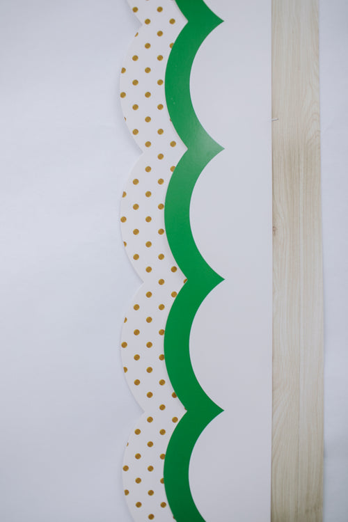 White with Gold Dots | Bulletin Board Border | Simply Boho | Schoolgirl Style