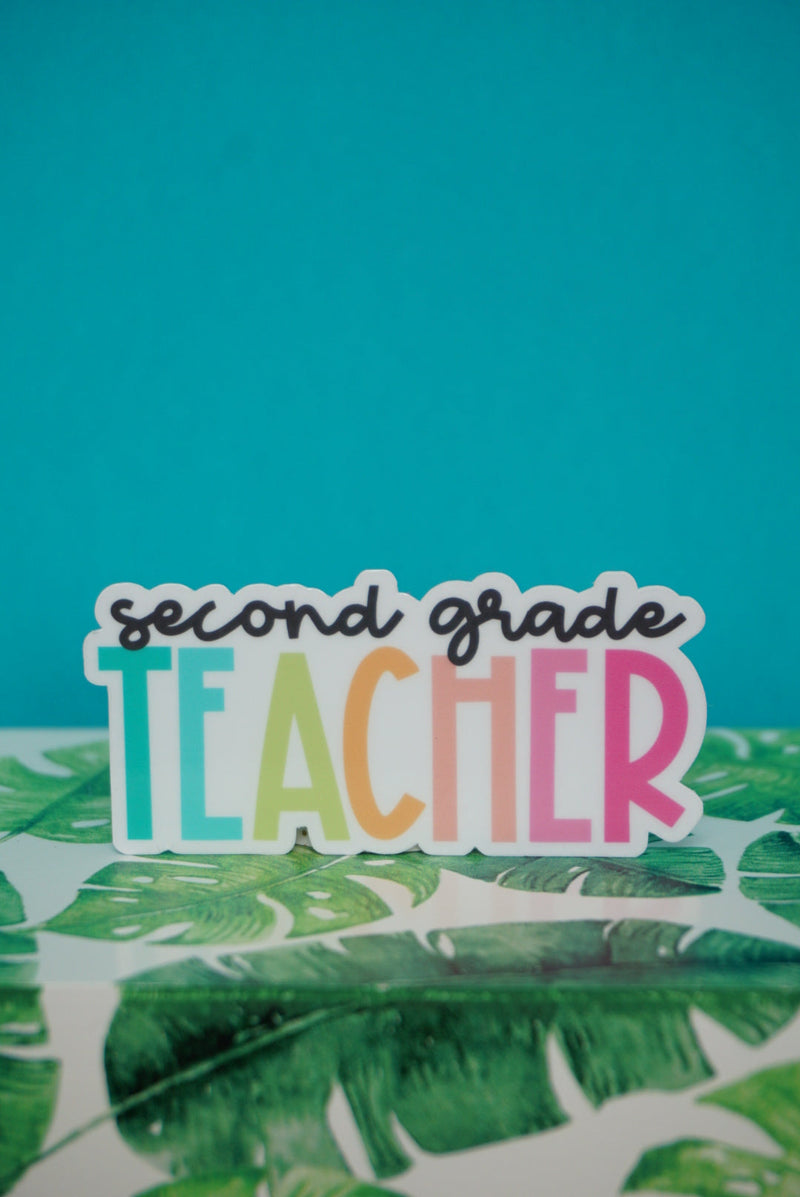 Second Grade Teacher Sticker by The Pinapple Girl Design Co.