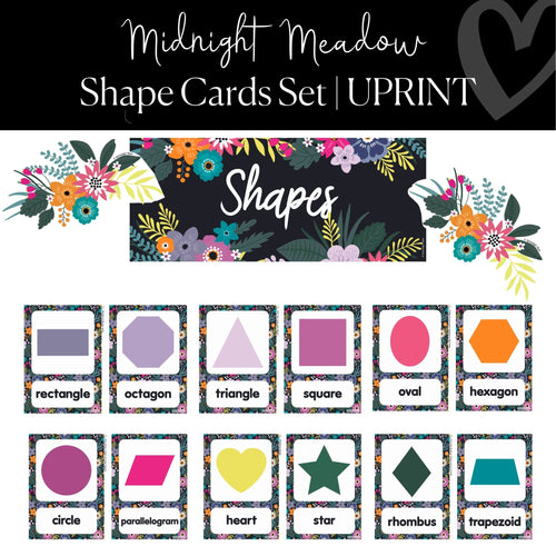 Printable Shape Cards Bulletin Board Classroom Decor Midnight Meadow by UPRINT