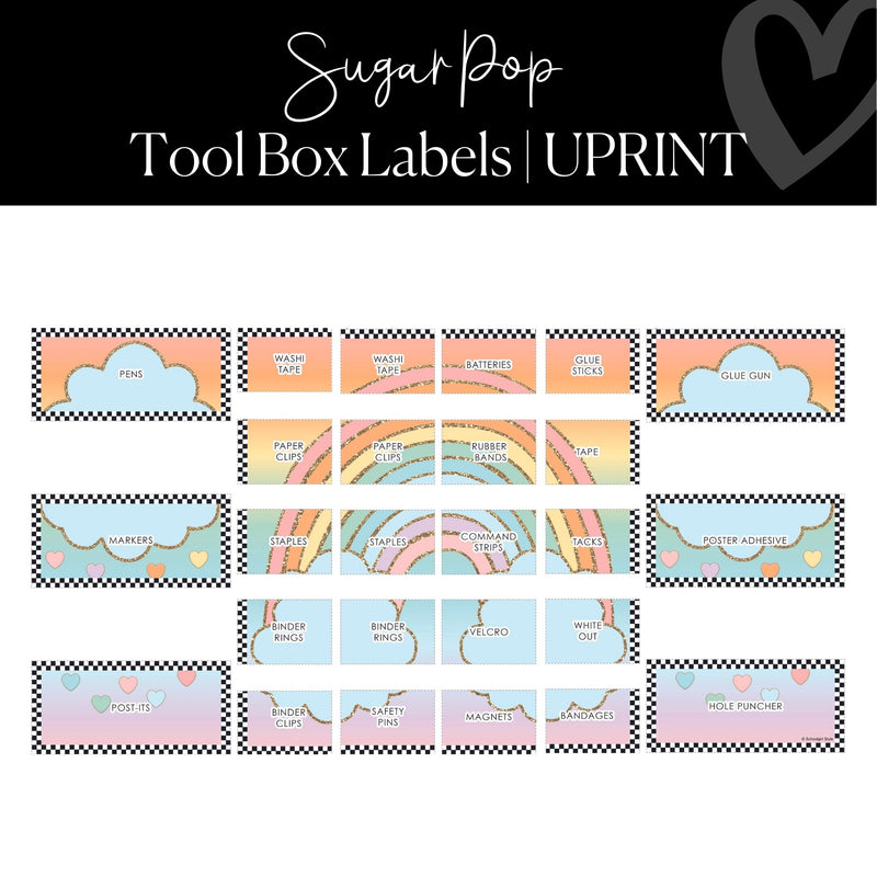 Editable Teacher Tool Box Labels Printable Classroom Decor Sugar Pop By UPRINT