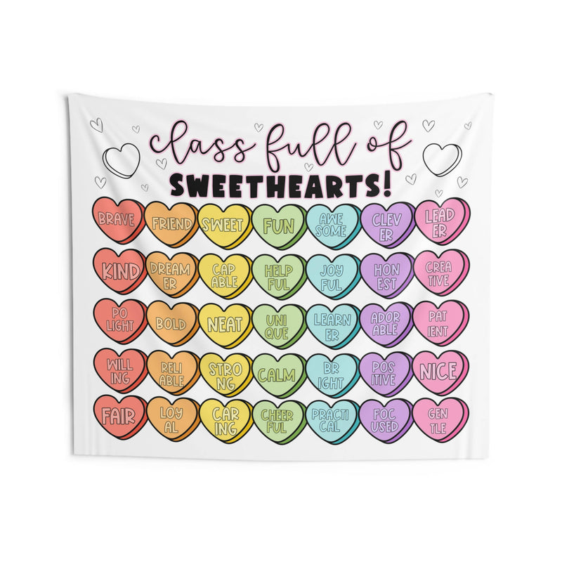 Class Full of Sweethearts Affirmation Tapestry | Valentine's Day Tapestry | Pom Poms and Fringe Shop