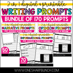 Digital & Printable Writing Prompts for Personal Narrative, Opinion & Informational Writing | Printable Classroom Resource | One Sharp Bunch