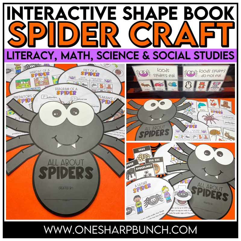 All About Spiders, Spider Craft Math & Literacy, Halloween Craft & Activities | Printable Classroom Resource | One Sharp Bunch