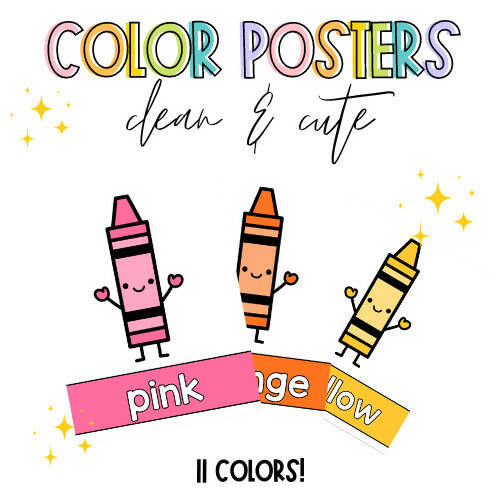 Color Posters Clean and Cute 11 Colors by Kinder and Kindness