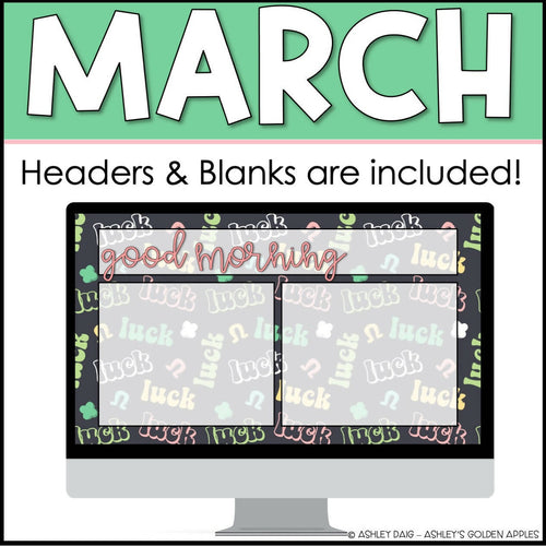 March and St. Patrick's Day Daily Agenda Google Slides Templates - Editable Slides
