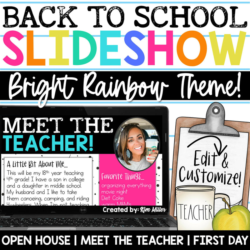 Meet the Teacher | EDITABLE Back to School Slides Slideshow Template | Printable Teacher Resources | A Love of Teaching