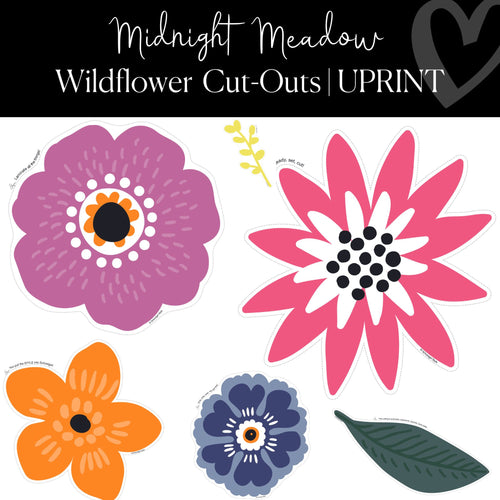 Printable Wildflower Cut-Out Midnight Meadow XL Classroom by UPRINT
