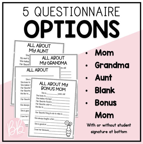 Mothers and Fathers Day Questionnaire Printables | The Bundle