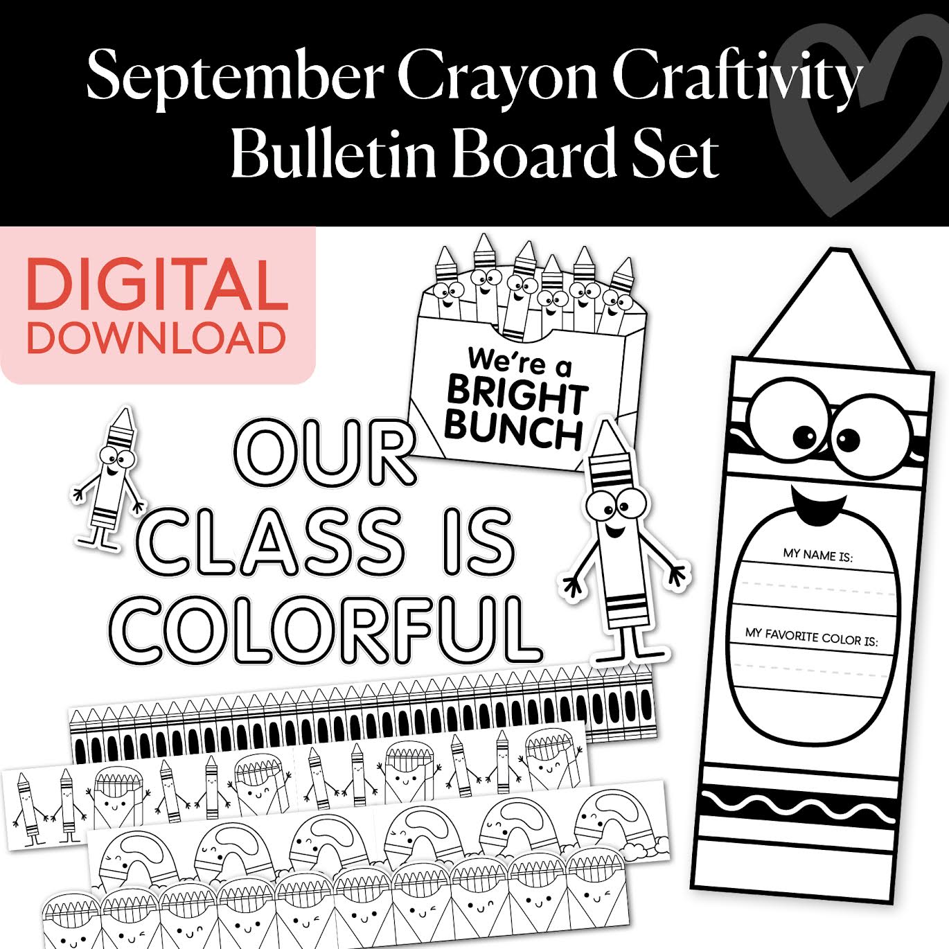 September Crayon Craftivity Bulletin Board Set