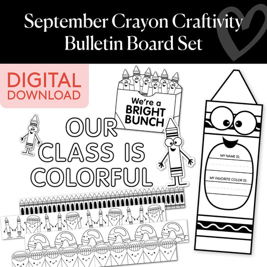 September Crayon Craftivity Bulletin Board Set