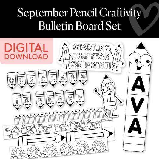 September Pencil Craftivity Bulletin Board Set