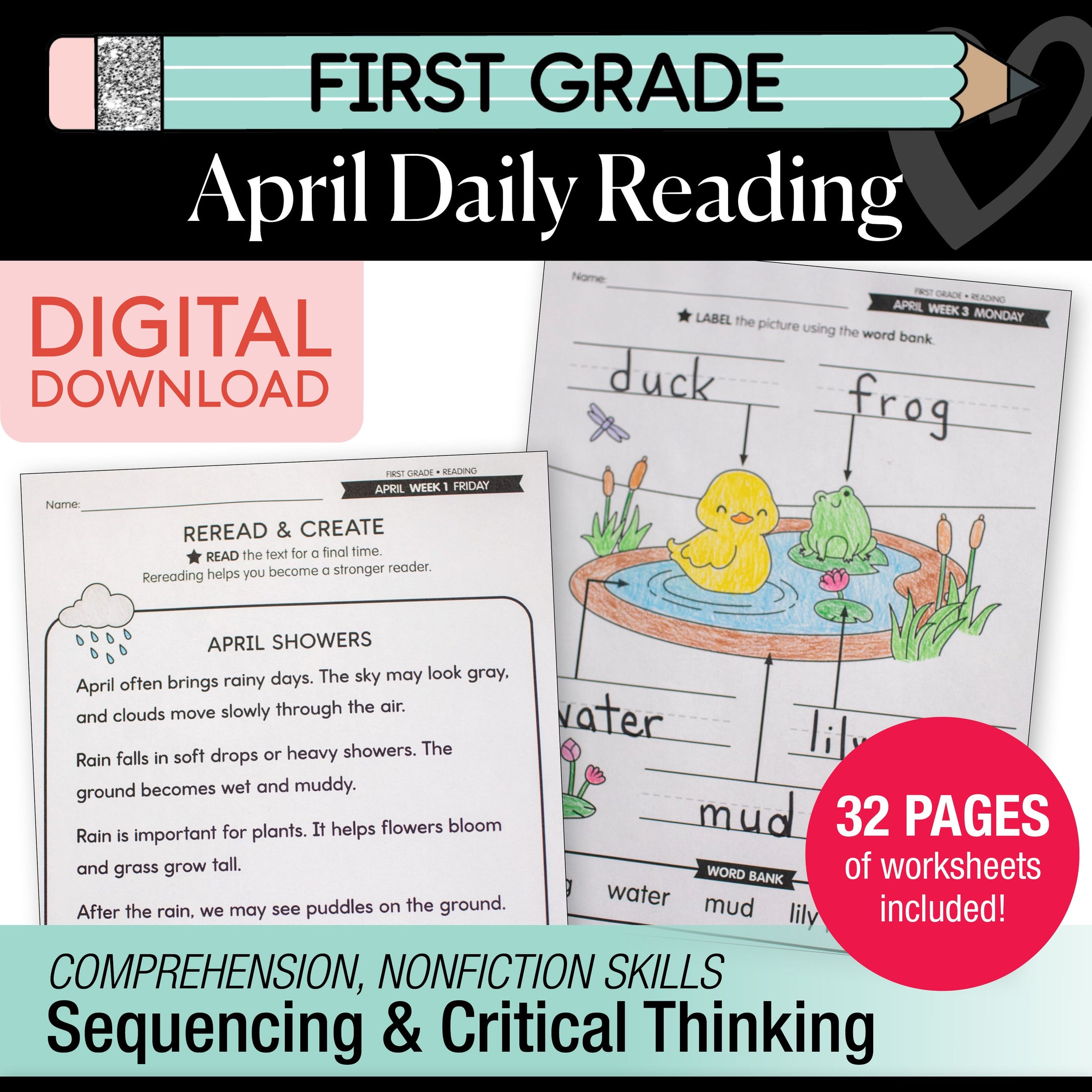 Printable First Grade April Daily Reading