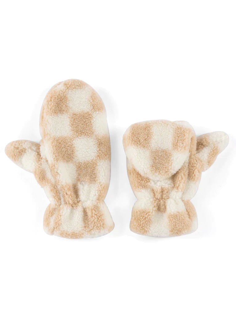 Sweater Weather Checkerboard Mitts, Tan │ Winter Outerwear │ Style House Design Studio