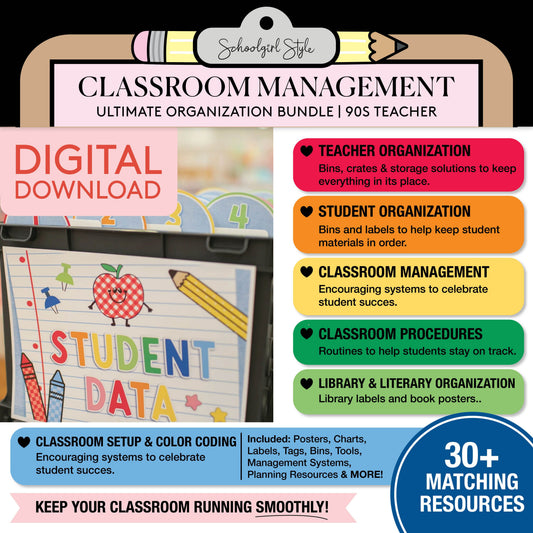 Printable Ultimate Classroom Management and Organization Bundle | 90s Teacher