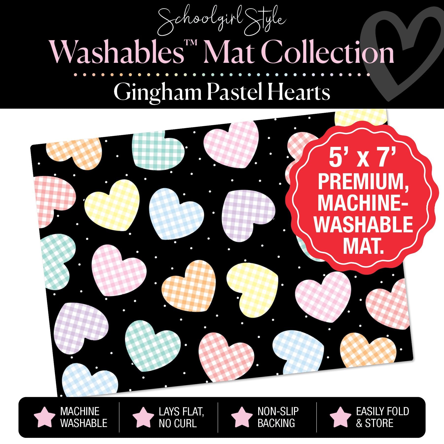 Scattered Pastel Hearts Classroom Mat by Schoolgirl Style