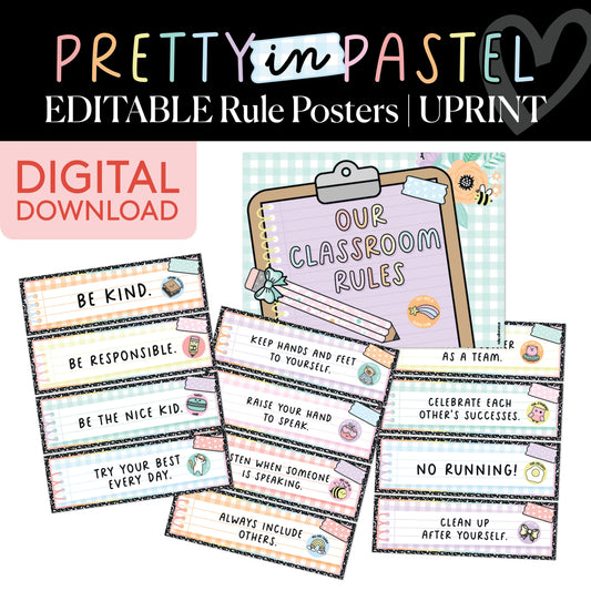 Printable Pastel Editable Rule Posters | Pretty in Pastel
