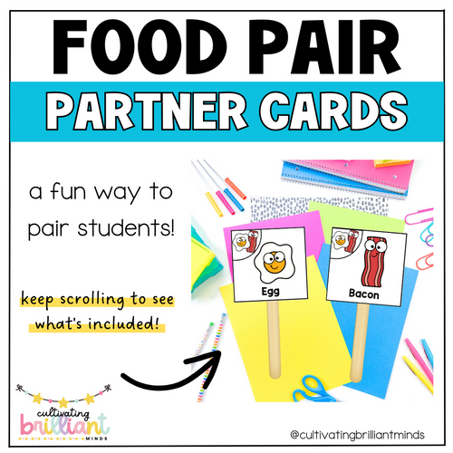 20 Sets of Partner Food Pair Up Set Cards | Back to School | Partner Cards