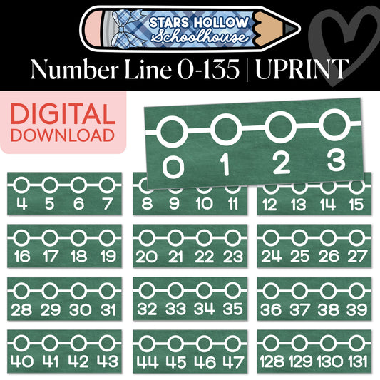Printable Cozy Number Line 0-135 | School in Stars Hollow