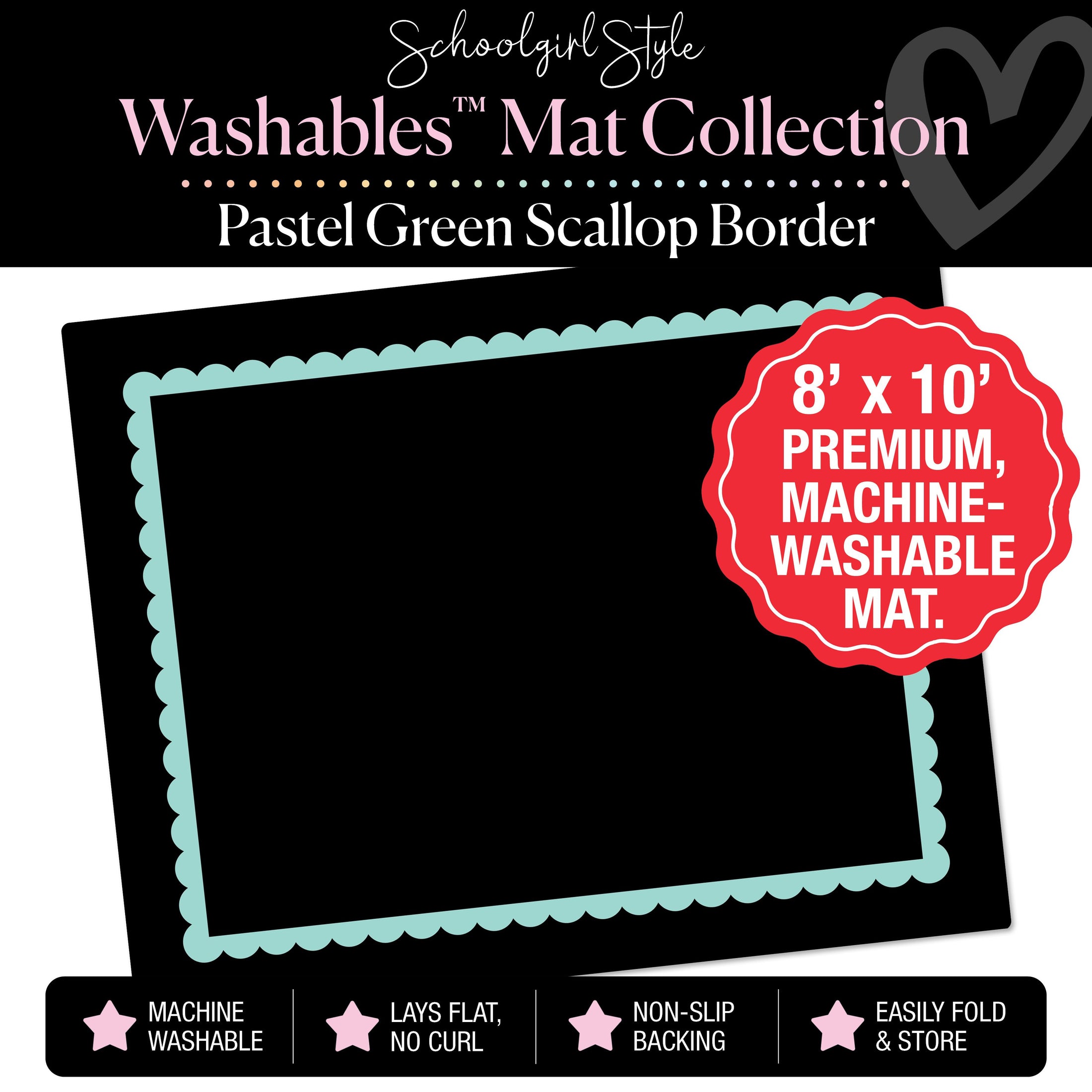 Pastel Green Scallop Border Classroom Mat by Schoolgirl Style