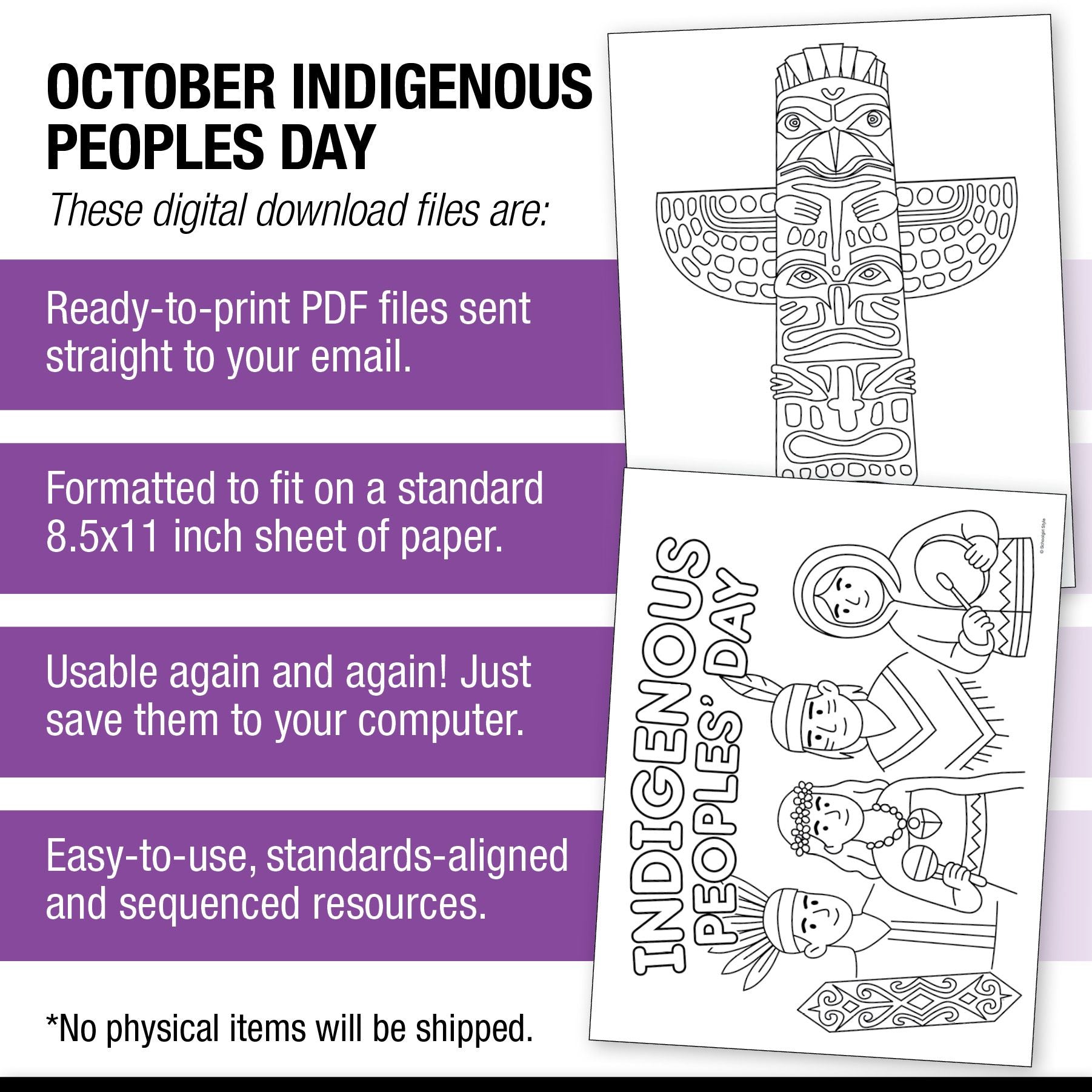 Printable Indigenous Peoples Day Worksheets, Activities and Coloring Pages
