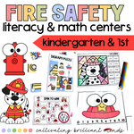 Fire Safety Literacy & Math Centers | October | Kindergarten 1st | Thematic Unit