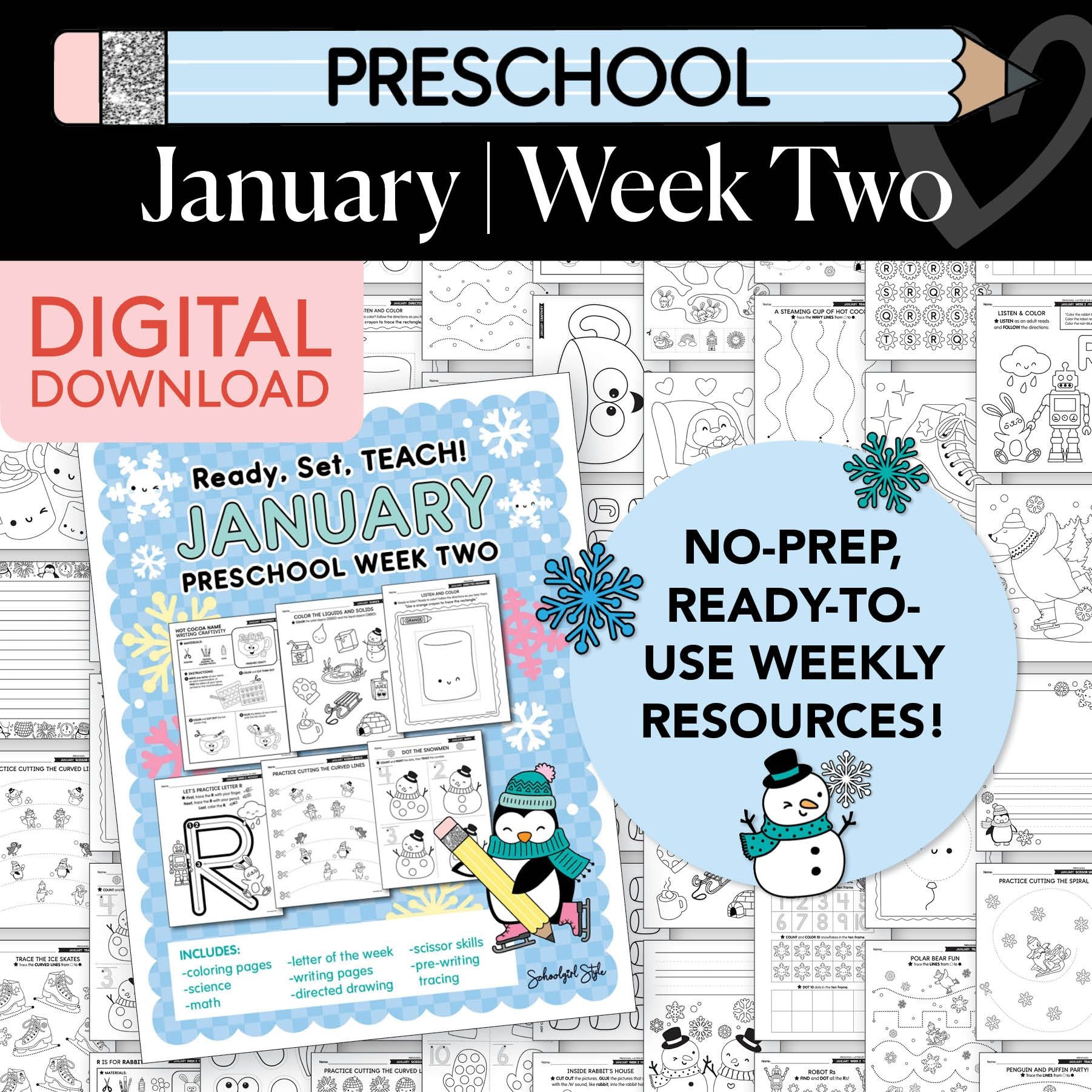 Printable Preschool January Week 2 Resources