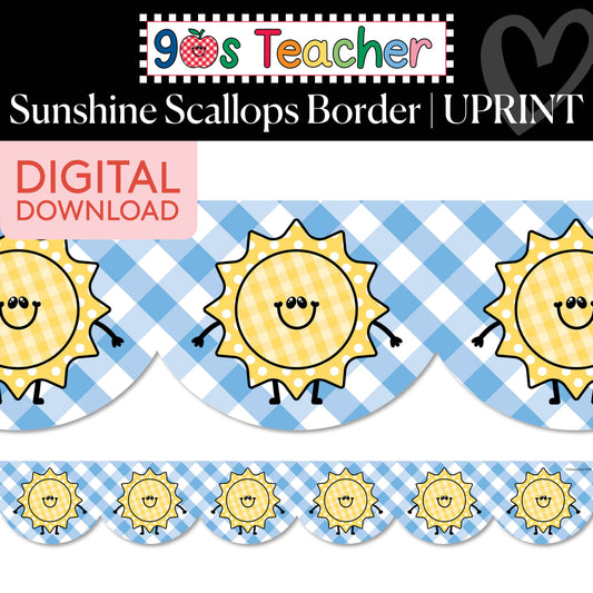 Printable Retro Sunshine Scallops Border | 90s Teacher