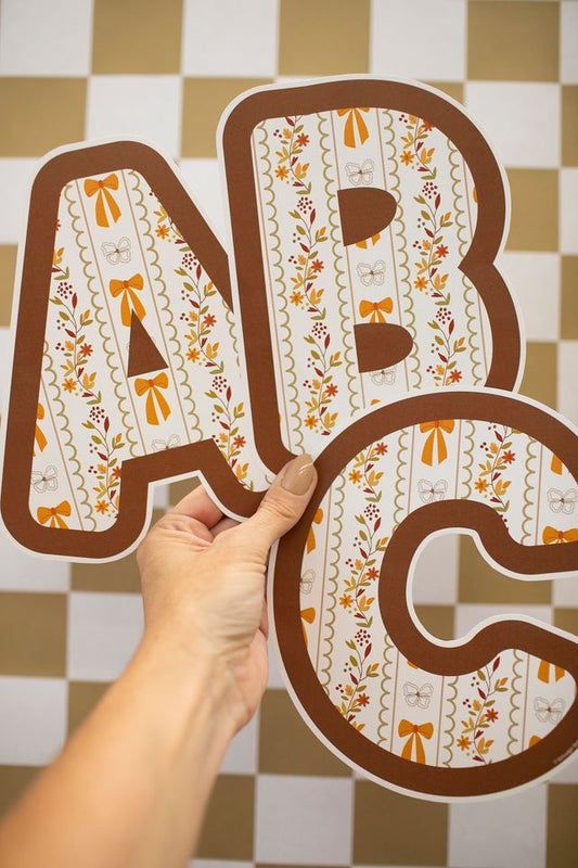 Printable Thanksgiving Fall Floral Bows Uppercase Letters | Pumpkin Spice and Everything Nice