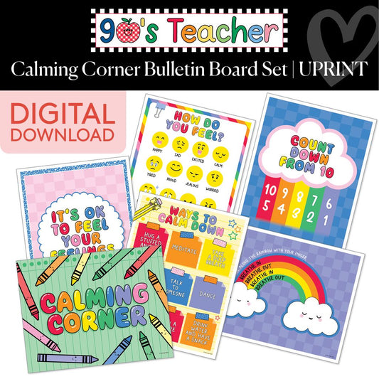 Printable Retro Calming Corner Bulletin Board Set | 90s Teacher