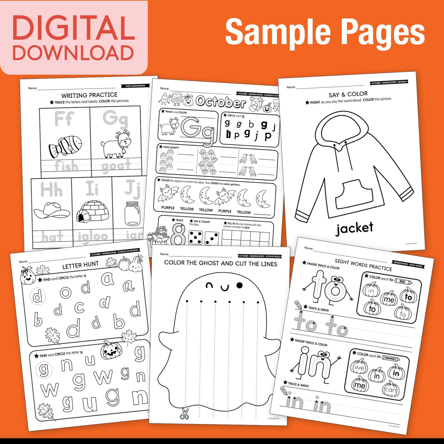 Printable Kindergarten October Thematic Unit Bundle