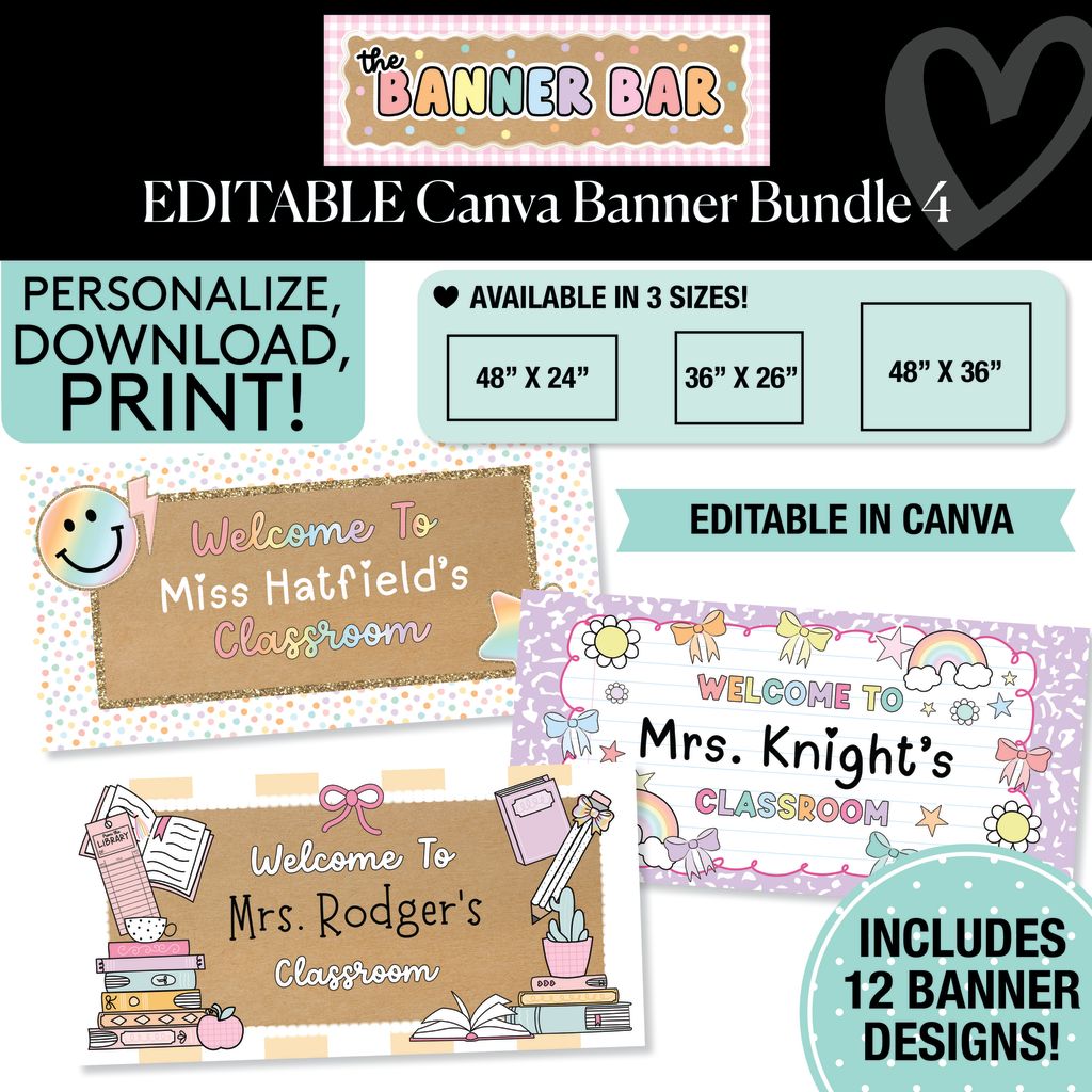 Personalized Editable Canva Kraft Style Banner Bundle 4