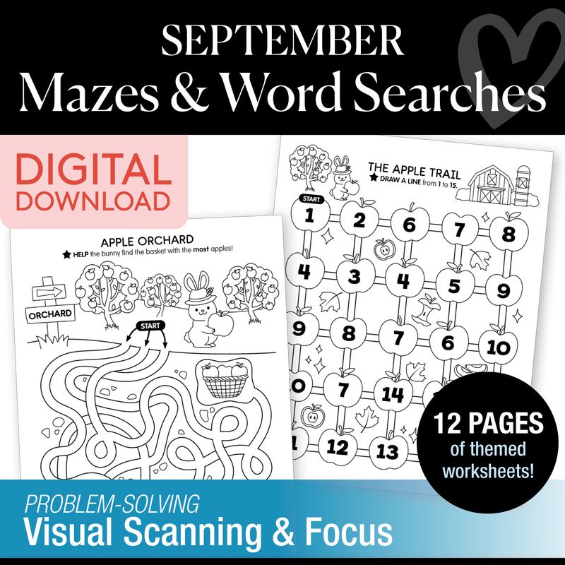September Mazes and Word Searches