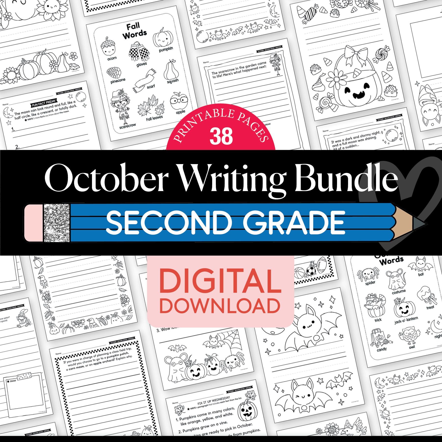 Printable Second Grade October Writing Bundle