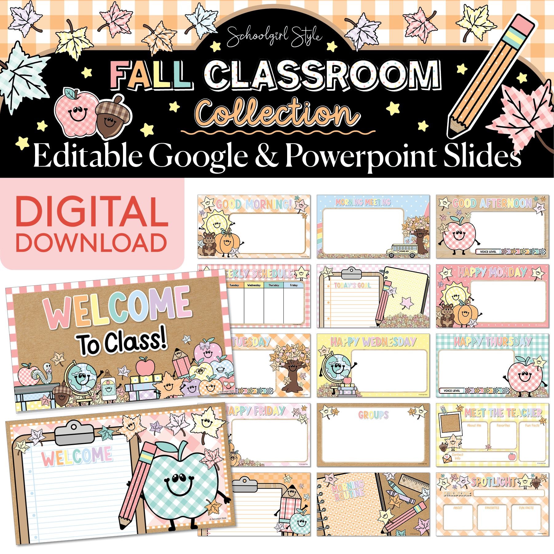 Pastel Fall Google and Powerpoint Classroom Slides
