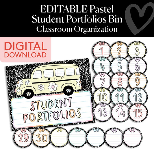 Printable Pastel Editable Student Portfolios 