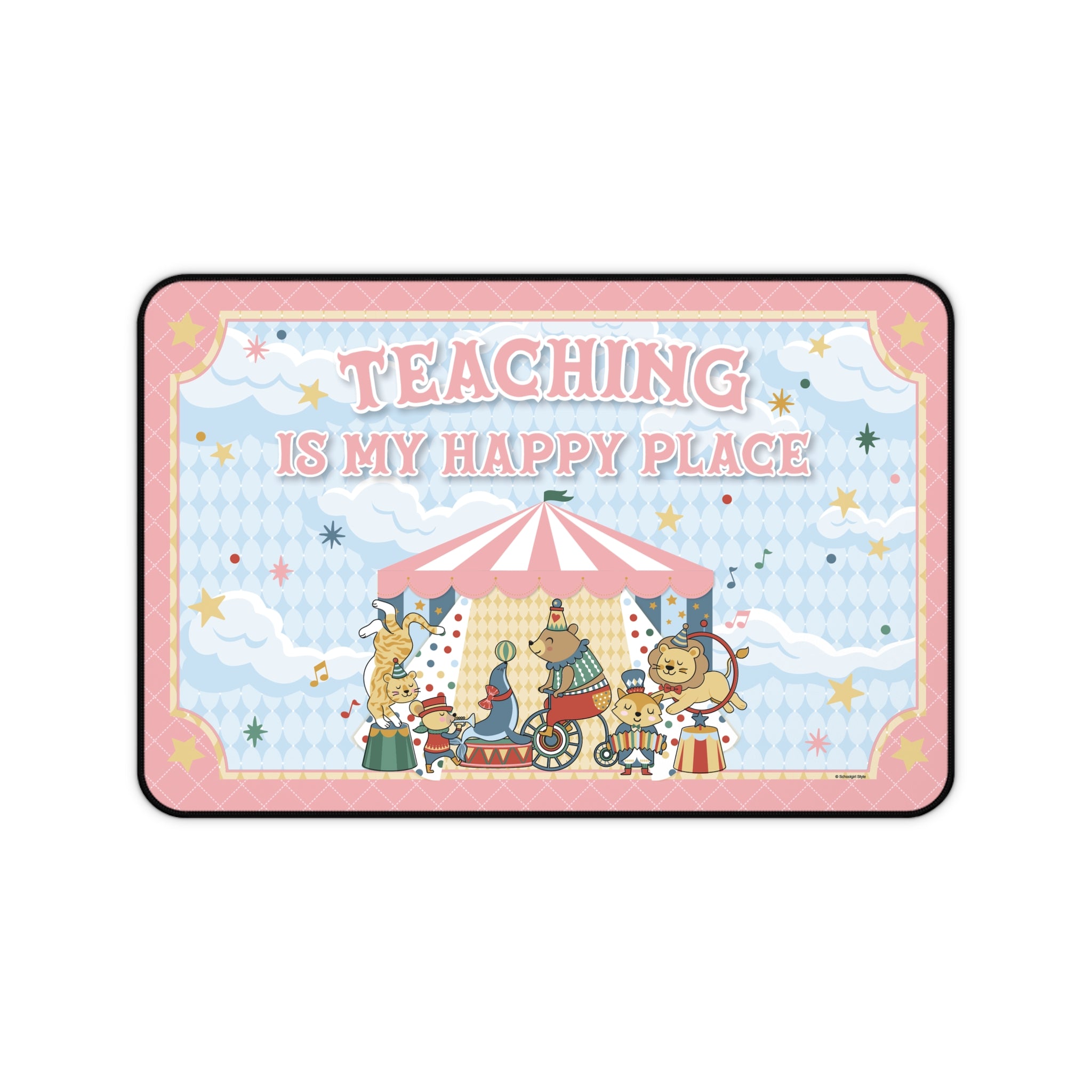 Teaching Is My Happy Place Pink Classroom Desk Mat | Storybook Circus