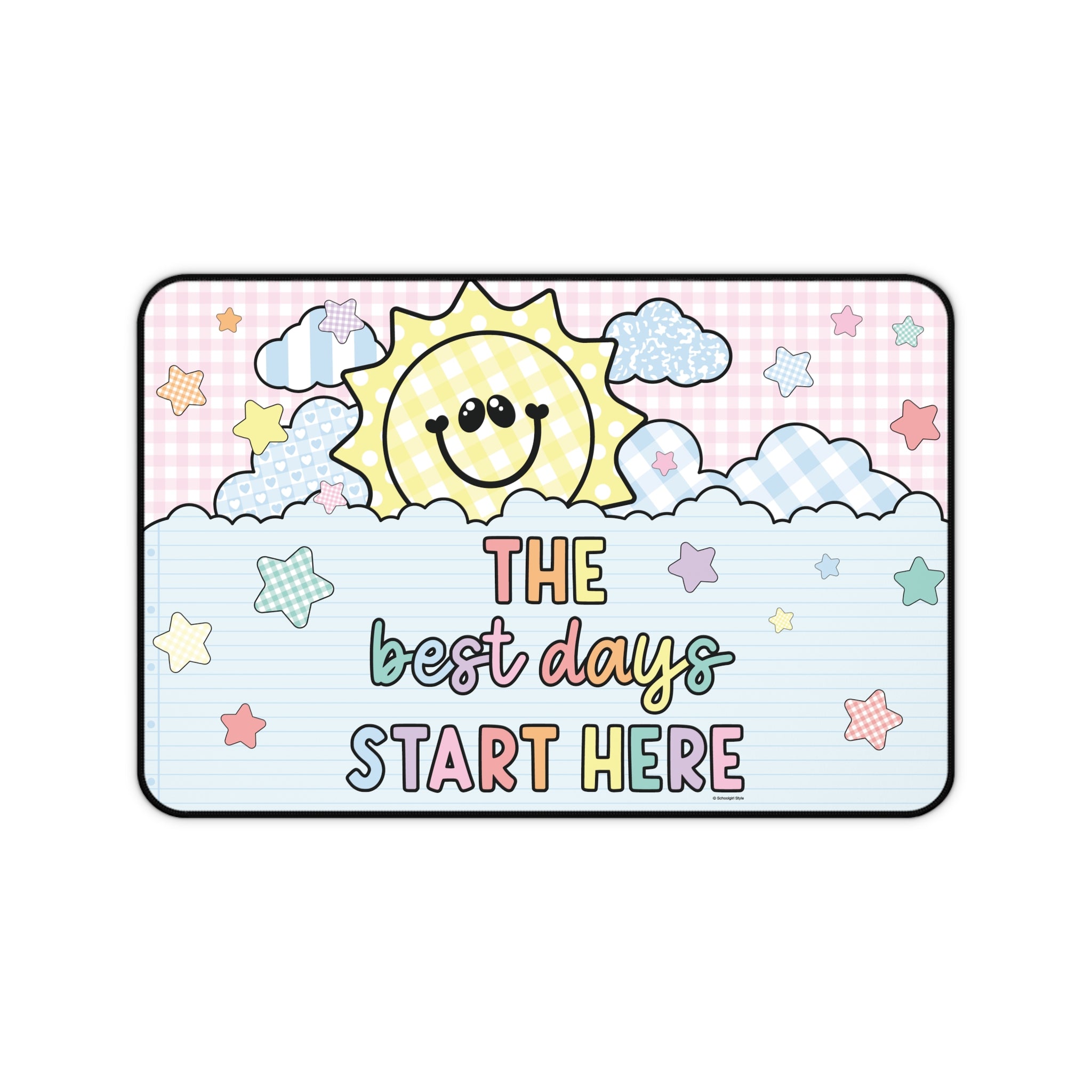 The Best Days Start Here Pink Gingham Classroom Desk Mat | A Year In Pastel