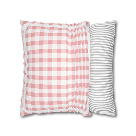 Cotton Candy Pink Gingham Classroom Pillow Cover | Storybook Circus