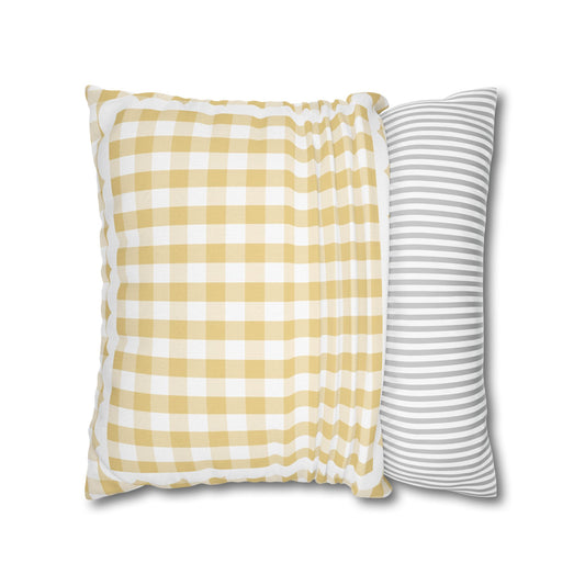 Buttered Popcorn Yellow Gingham Classroom Pillow Cover | Storybook Circus