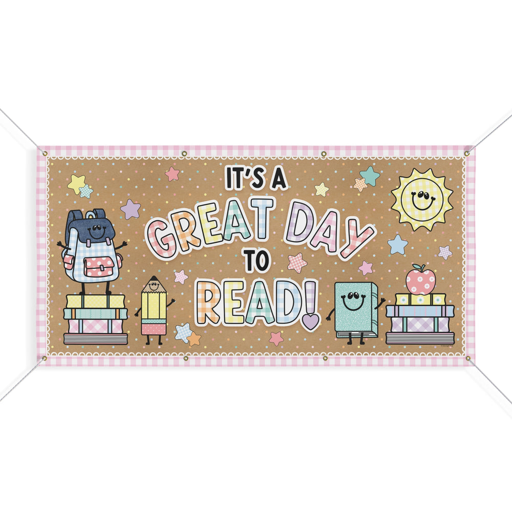 It's a Great Day to Read Matte Vinyl Banner | A Year In Pastel