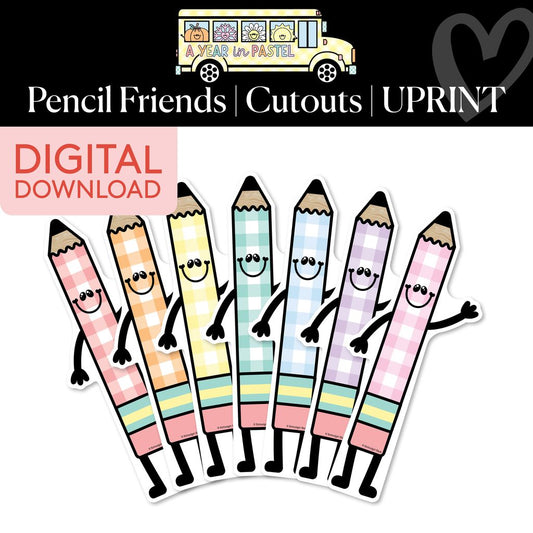 Printable Pencil Friends Cutouts | A Year In Pastel