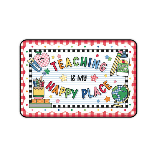 Teaching Is My Happy Place Red Gingham Desk Mat | 90s Teacher