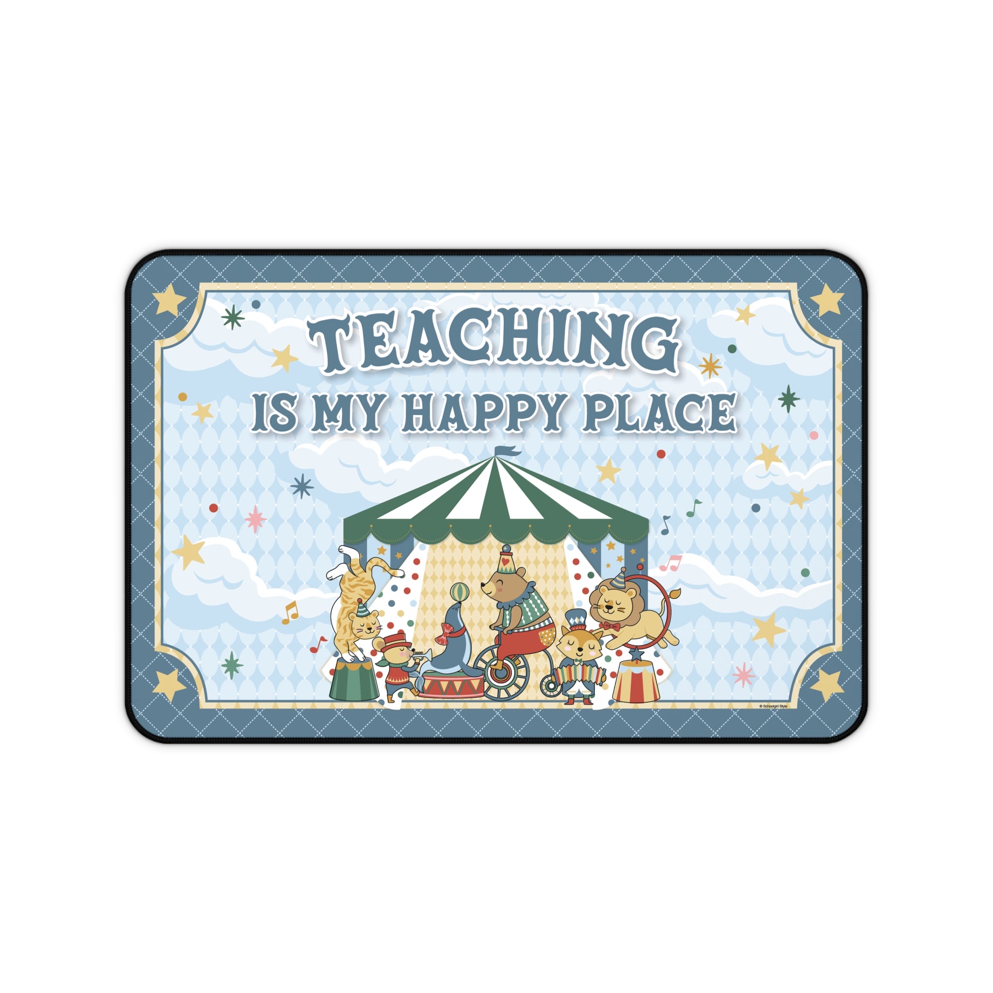Teaching Is My Happy Place Blue Classroom Desk Mat | Storybook Circus