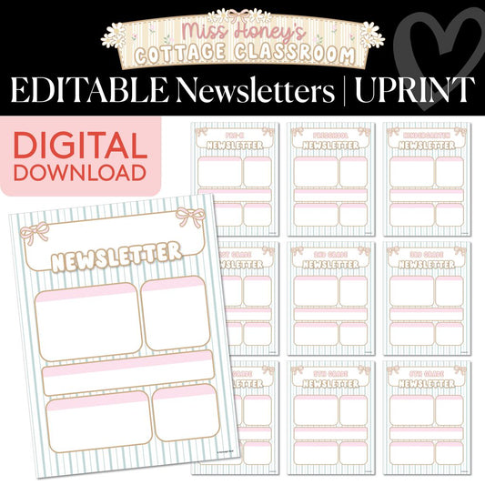 Printable Calming Editable Newsletters | Miss Honey's Cottage Classroom