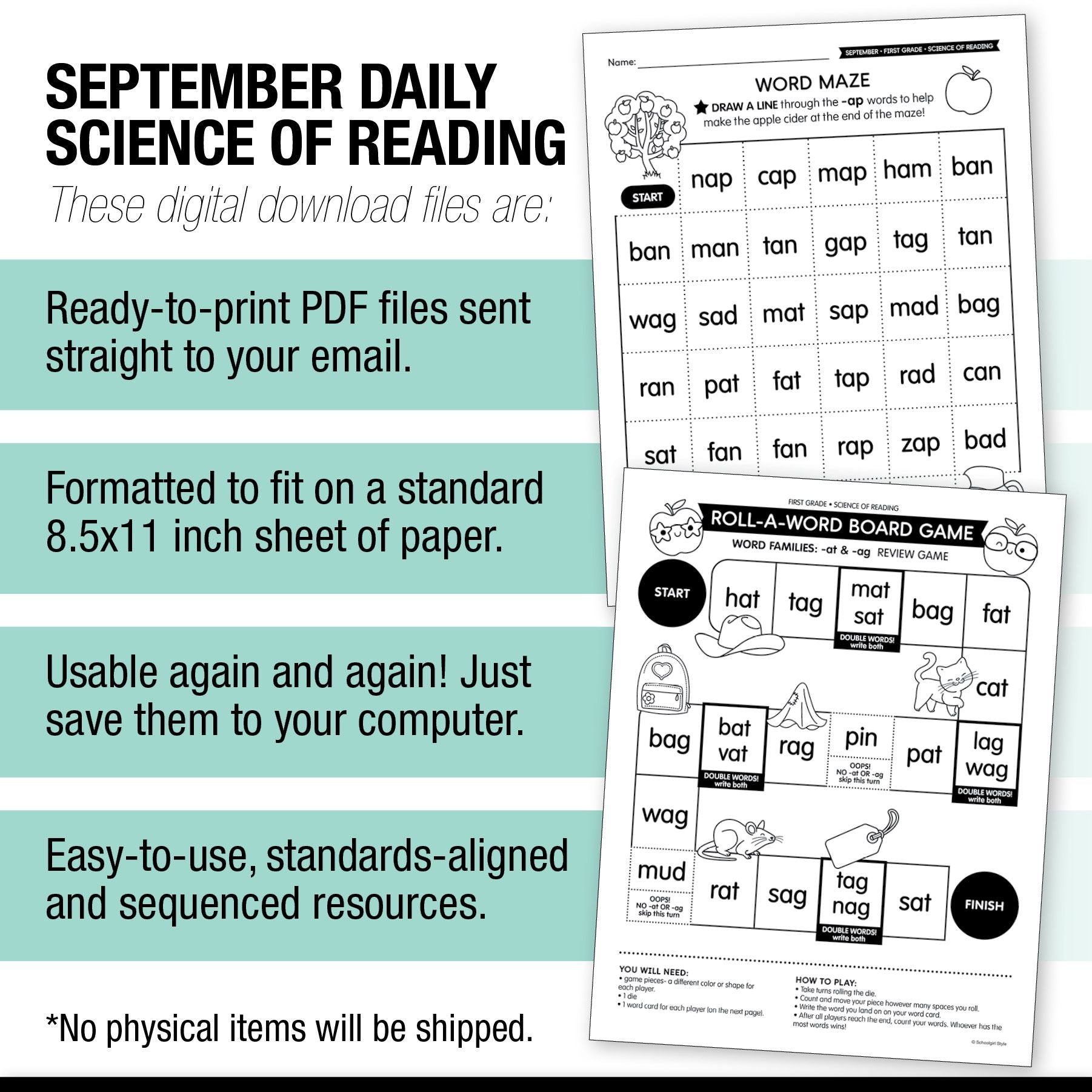 First Grade September Daily Science of Reading