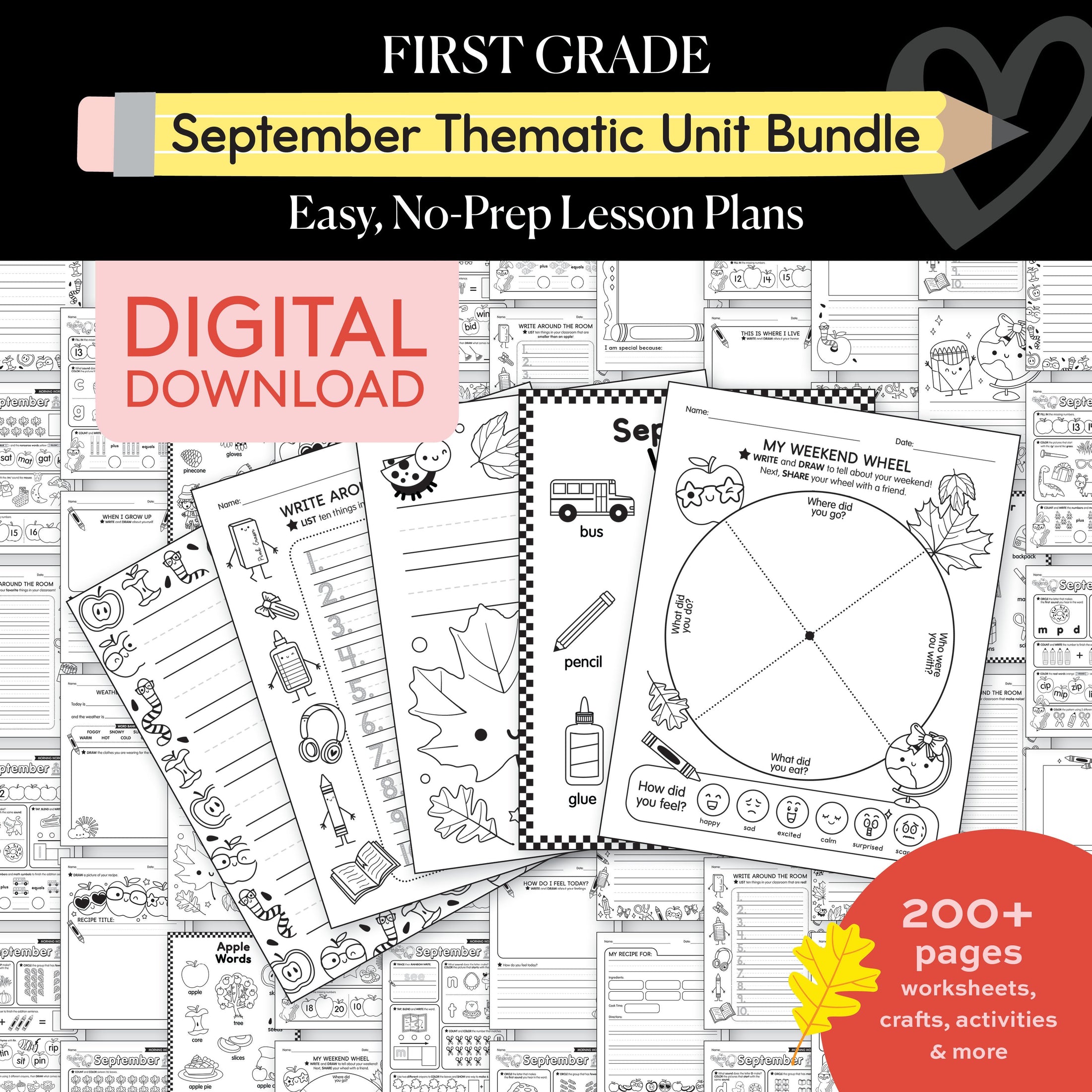 First Grade September Thematic Unit Bundle