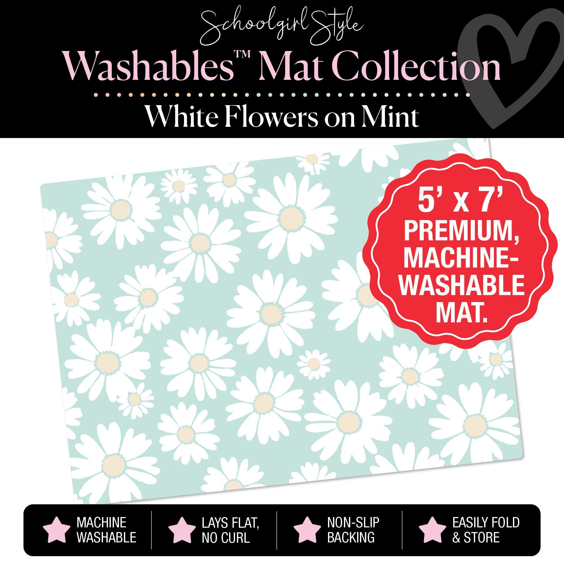 Scattered Flowers on Mint Classroom Mat by Schoolgirl Style