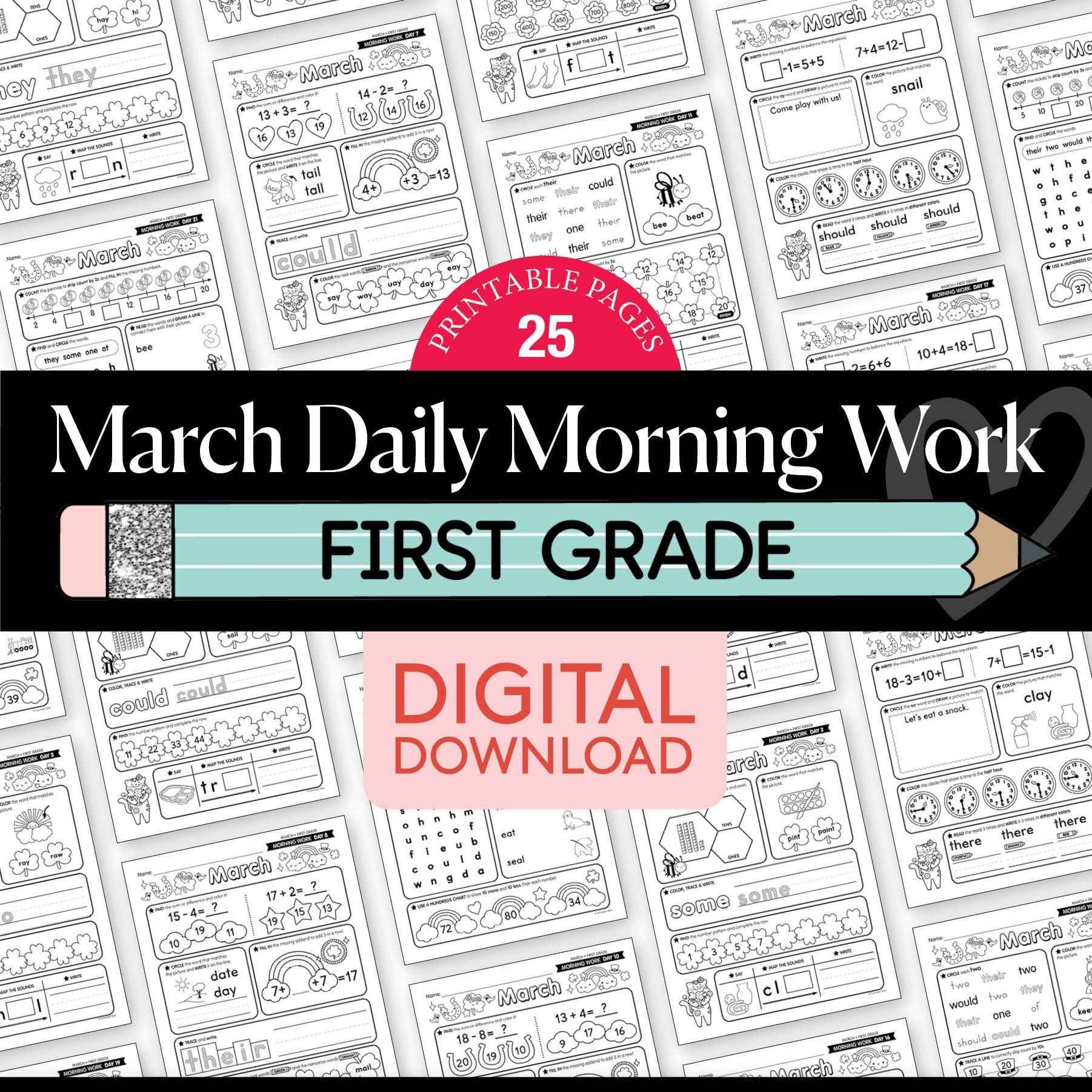 Printable First Grade March Daily Morning Work