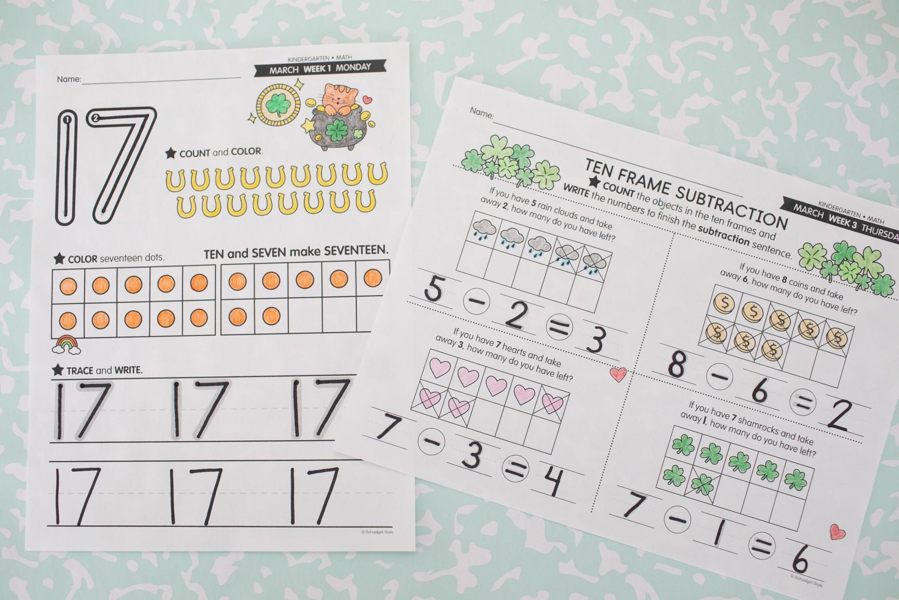 Printable Kindergarten March Daily Math